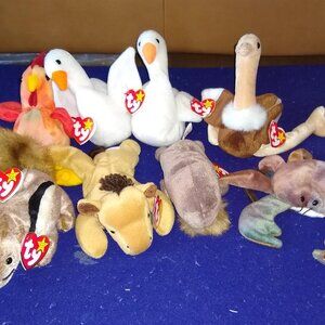 Ty Beanie Babies various animals with tags set of 9 used